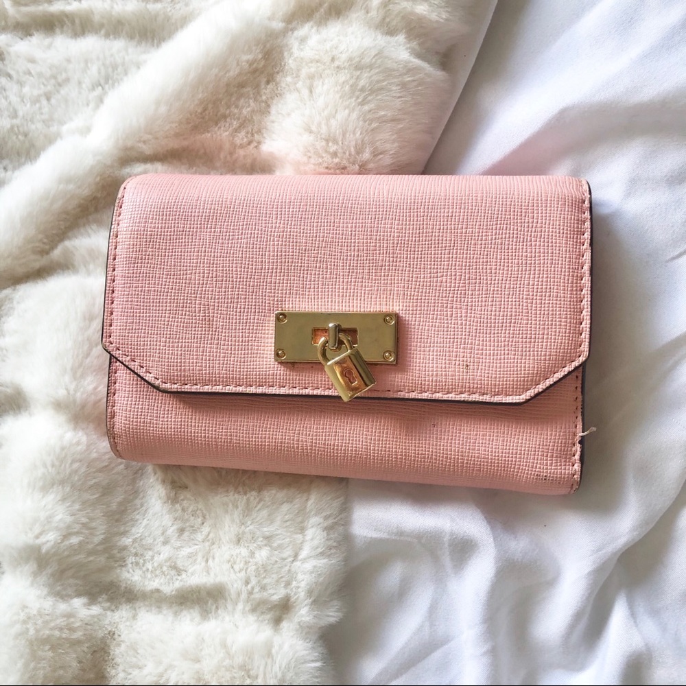 Pink tri fold wallet